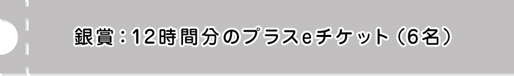 銀賞:12時間分のプラスeチケット（6名）