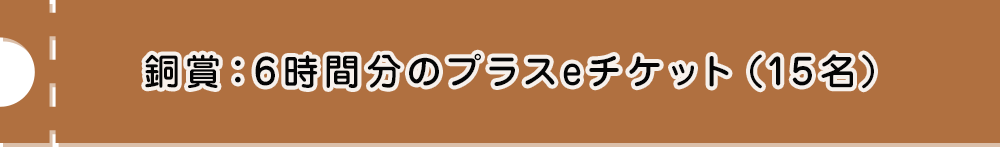銅賞: 6時間分のプラスeチケット（15名）